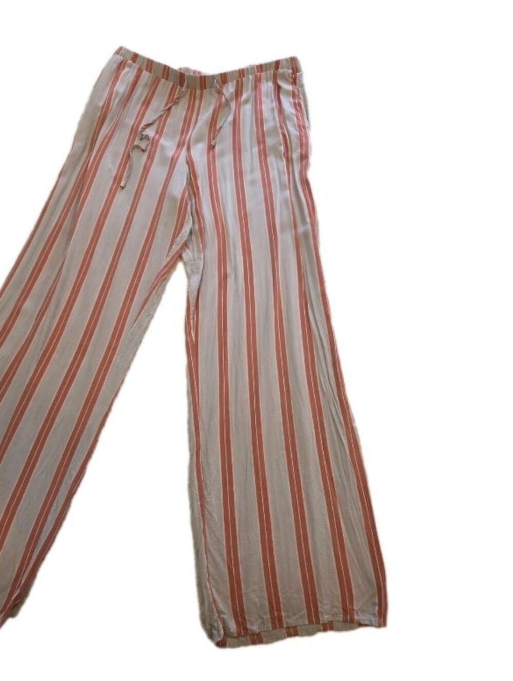 Hanro Soft Woven Pants Size Medium Sleep Lounge Grey Peach Stripped Drawstring